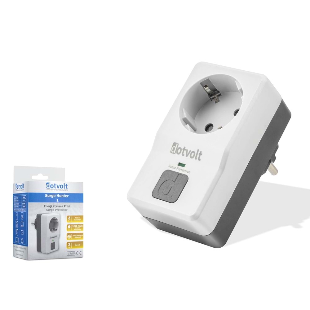 DOTVOLT 1050J Surge Hunter Enerji Korumalı Priz Adaptörü Beyaz