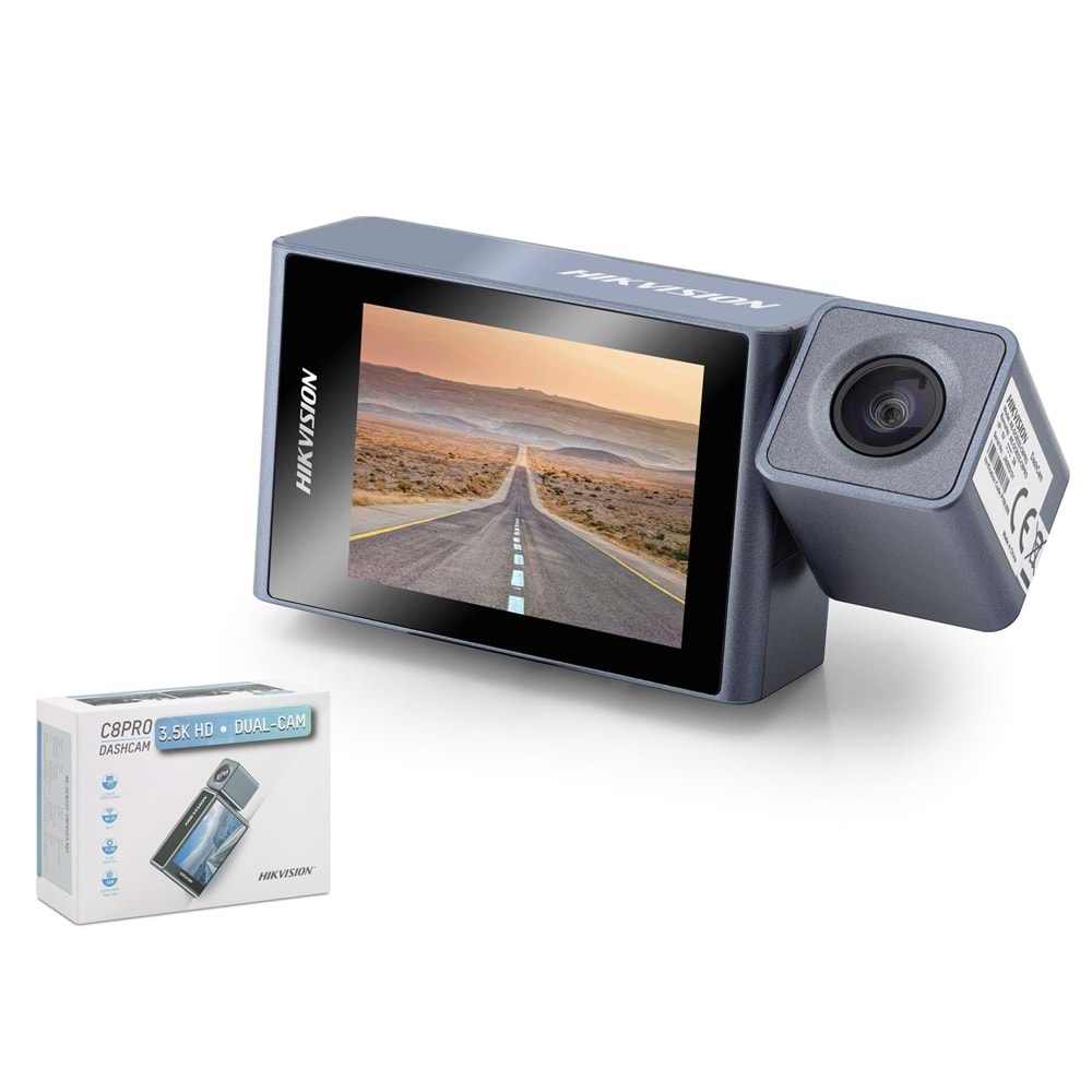 HIKVISION AE-DC8222-C8PRO Araç İçi Kamera 3.5K Çift Kameralı Wi-Fi ADAS Gri