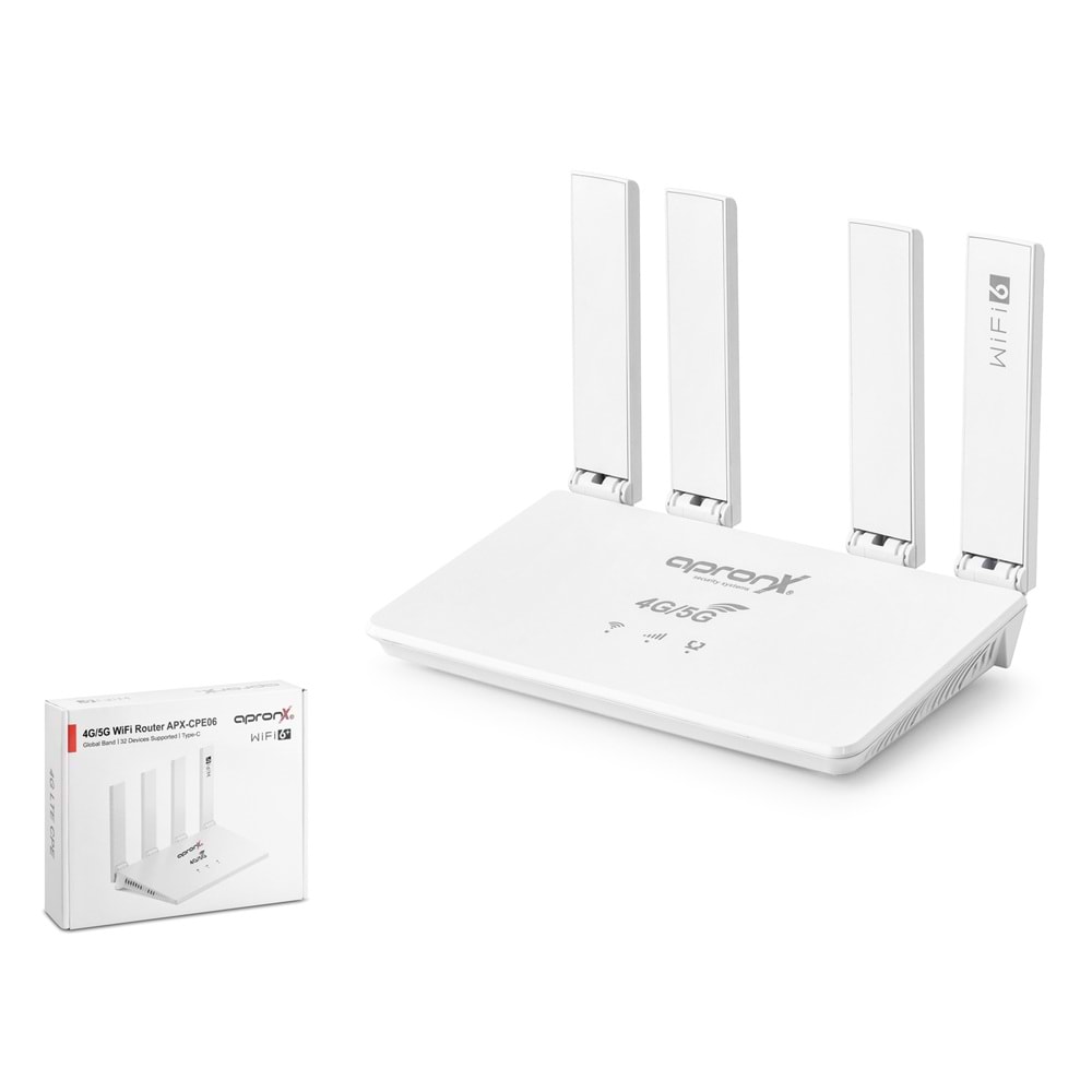 APRONX APXCPE06 CPF906 4G LTE 5G WiFi 6 Modem Router 300 Mbps 1 Port Beyaz
