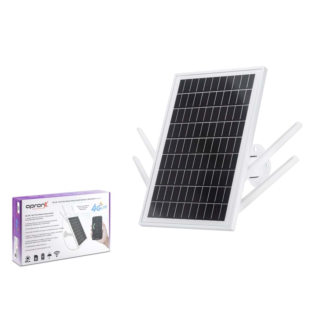 APRONX APXSR415 Solar 4G LTE Modem Router 15W 10-12 Kullanıcı 20400 mAh Beyaz