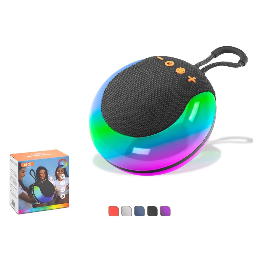 HADRON BS26 Bluetooth Mini Hoparlör 5W FM Radyo USB TF RGB