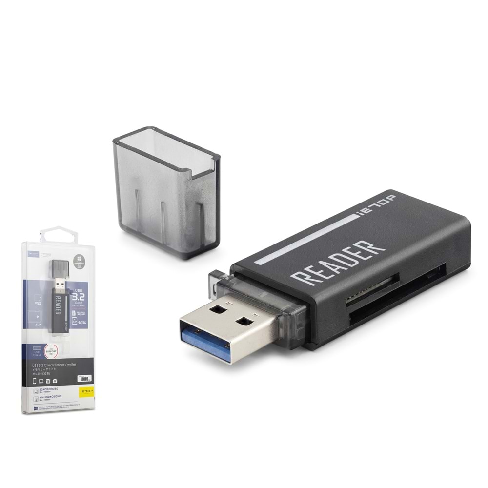 iETOP C306 USB Type-C 3.2 Gen1 Kart Okuyucu SD MicroSD 5 Gbps Siyah
