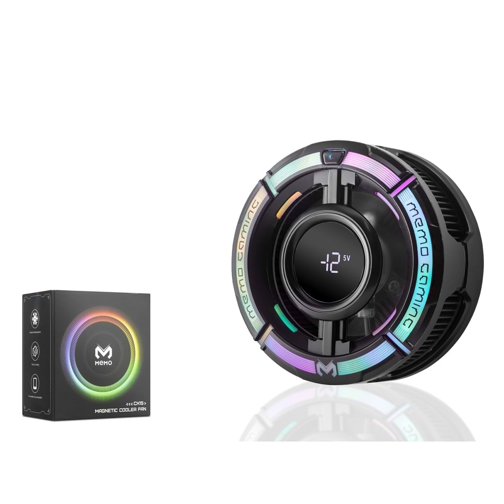 HADRON CX15 Manyetik Telefon Soğutucu Fan 15W RGB Isı Göstergeli Siyah