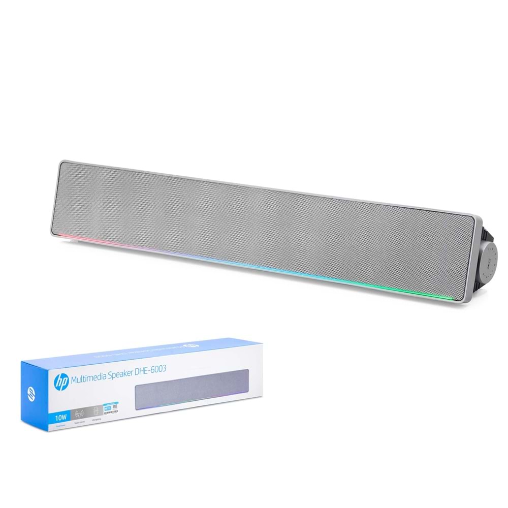 HP DHE6003 Bluetooth RGB Soundbar Hoparlör 2.0 Kanal USB 3.5 mm Gri