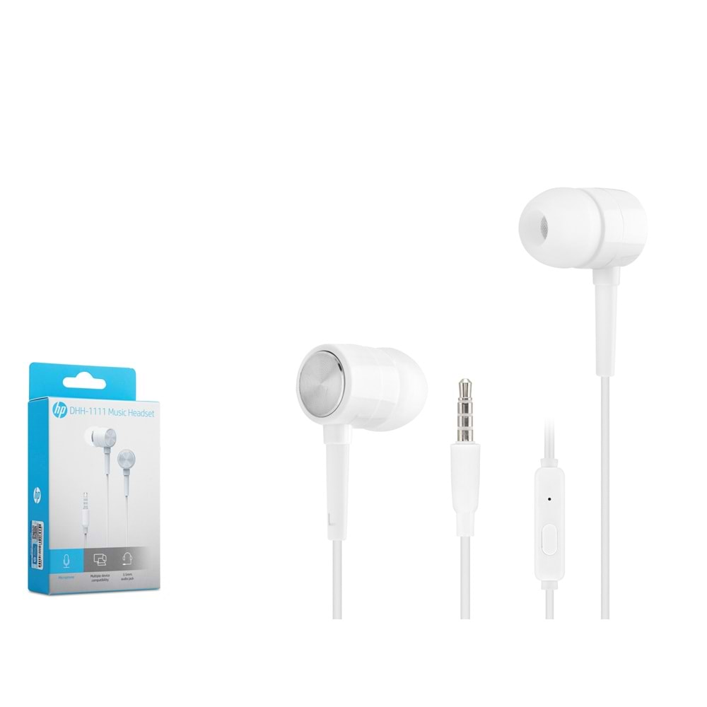 HP DHH1111WT Kablolu Kulak İçi Mikrofonlu Kulaklık 3.5 mm PC Telefon Uyumlu Beyaz