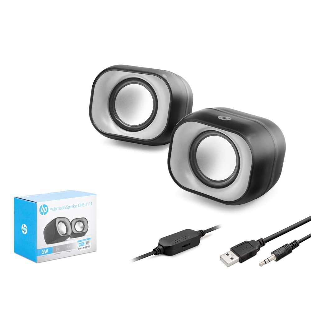 HP DHS2111 Masaüstü Hoparlör 2.0 Kanal USB 3.5 mm Siyah