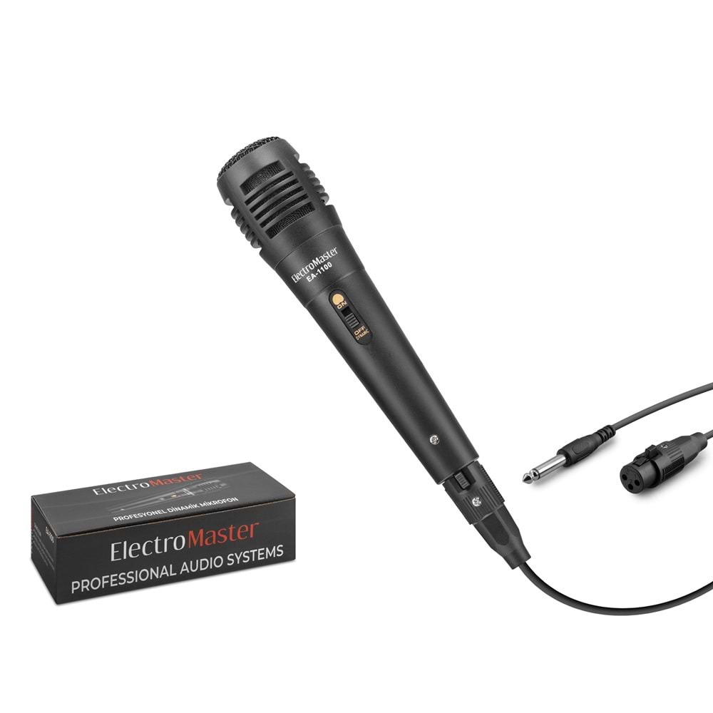 ELECTRO MASTER EA1100 Dinamik Vokal Mikrofonu 6.35 mm Jack 5 m Siyah