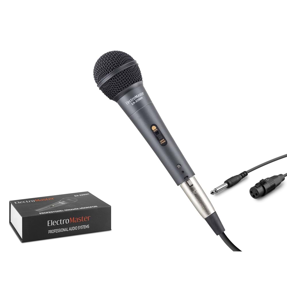ELECTRO MASTER EA2200H Dinamik Vokal Mikrofonu Metal 6.35 mm Jack 5 m Siyah