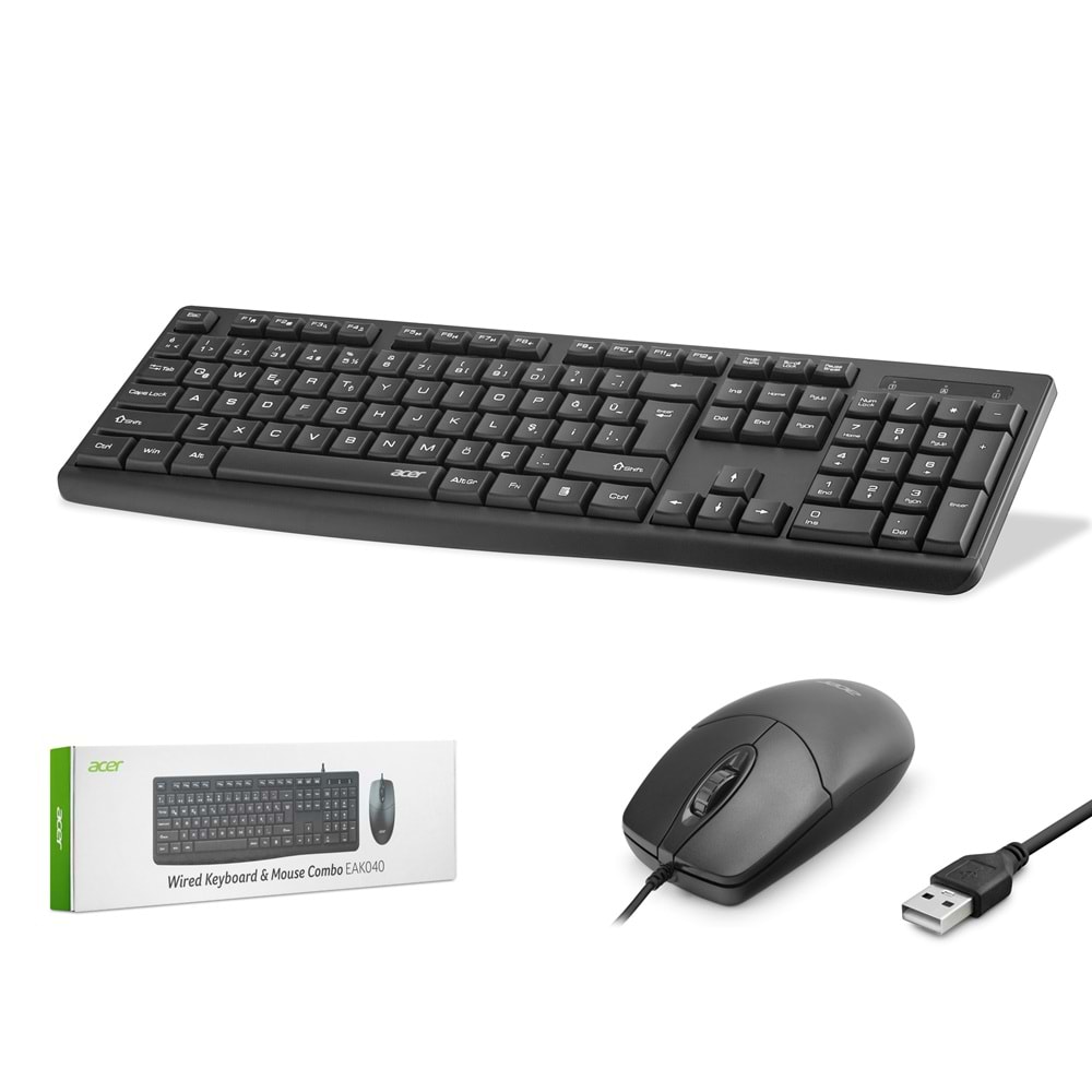 ACER EAK040 Klavye Mouse Seti 1200 DPI Siyah