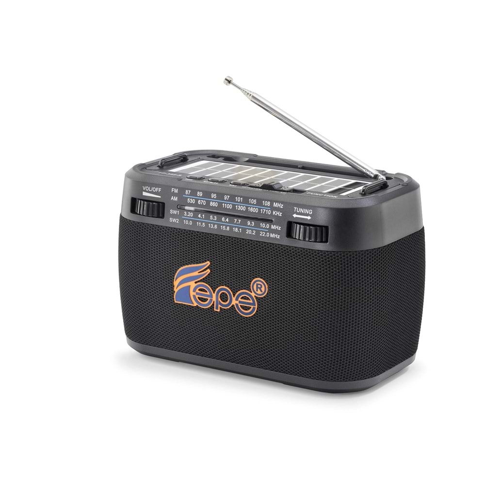 FEPE FP395S Bluetooth FM Radyo USB TF AUX Solar Şarjlı 7W Taşınabilir Kamp Hoparlör