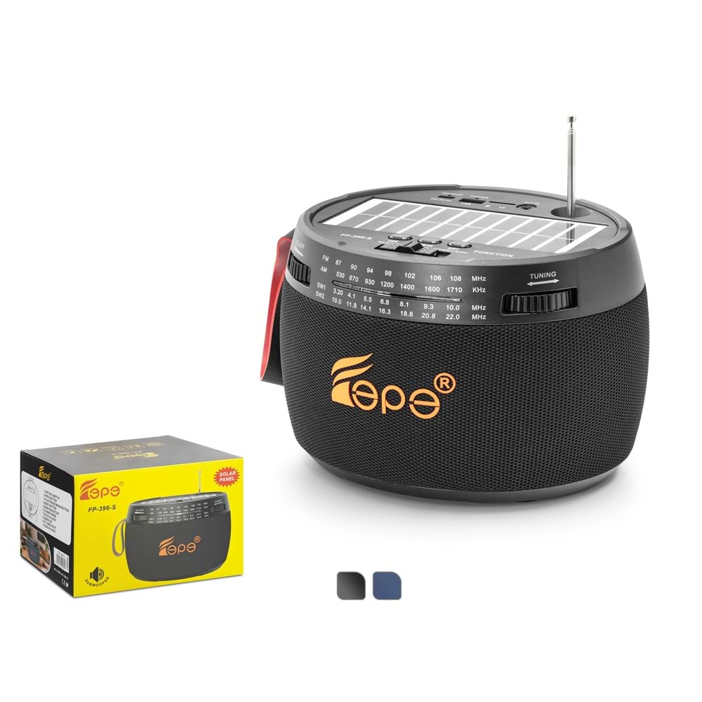 FEPE FP396S Bluetooth FM Radyo USB TF AUX Solar Şarjlı 7W Taşınabilir Kamp Hoparlör