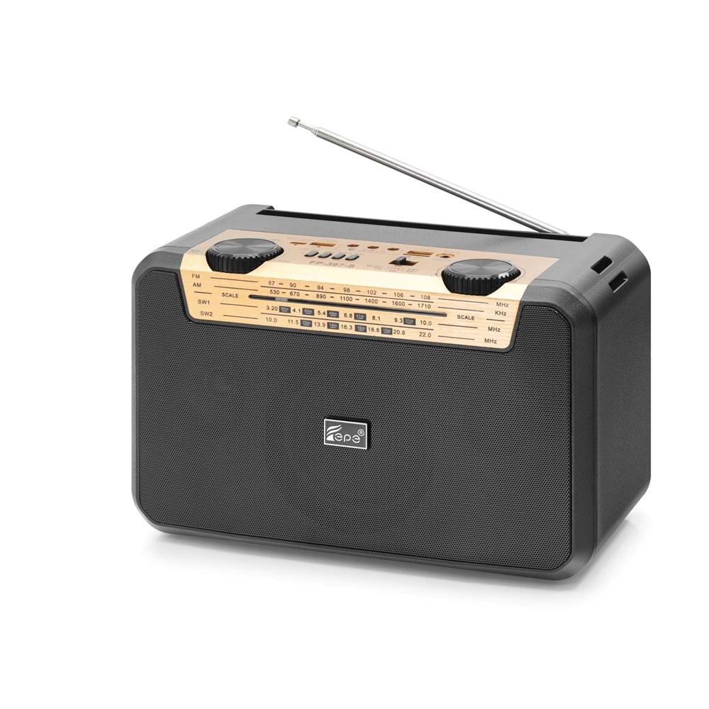 FEPE FP397S Bluetooth FM Radyo USB TF AUX Solar Şarjlı Çift LED Aydınlatmalı 24W Kamp Hoparlör