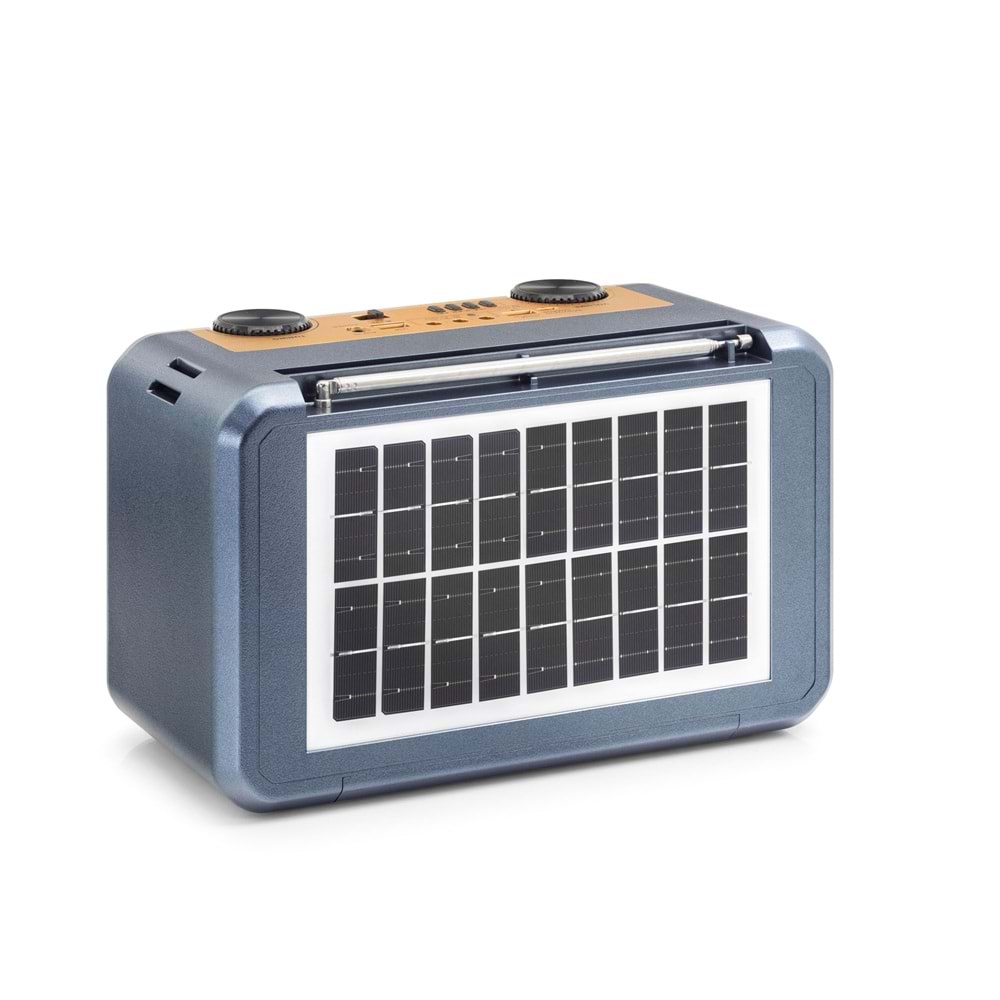 FEPE FP397S Bluetooth FM Radyo USB TF AUX Solar Şarjlı Çift LED Aydınlatmalı 24W Kamp Hoparlör