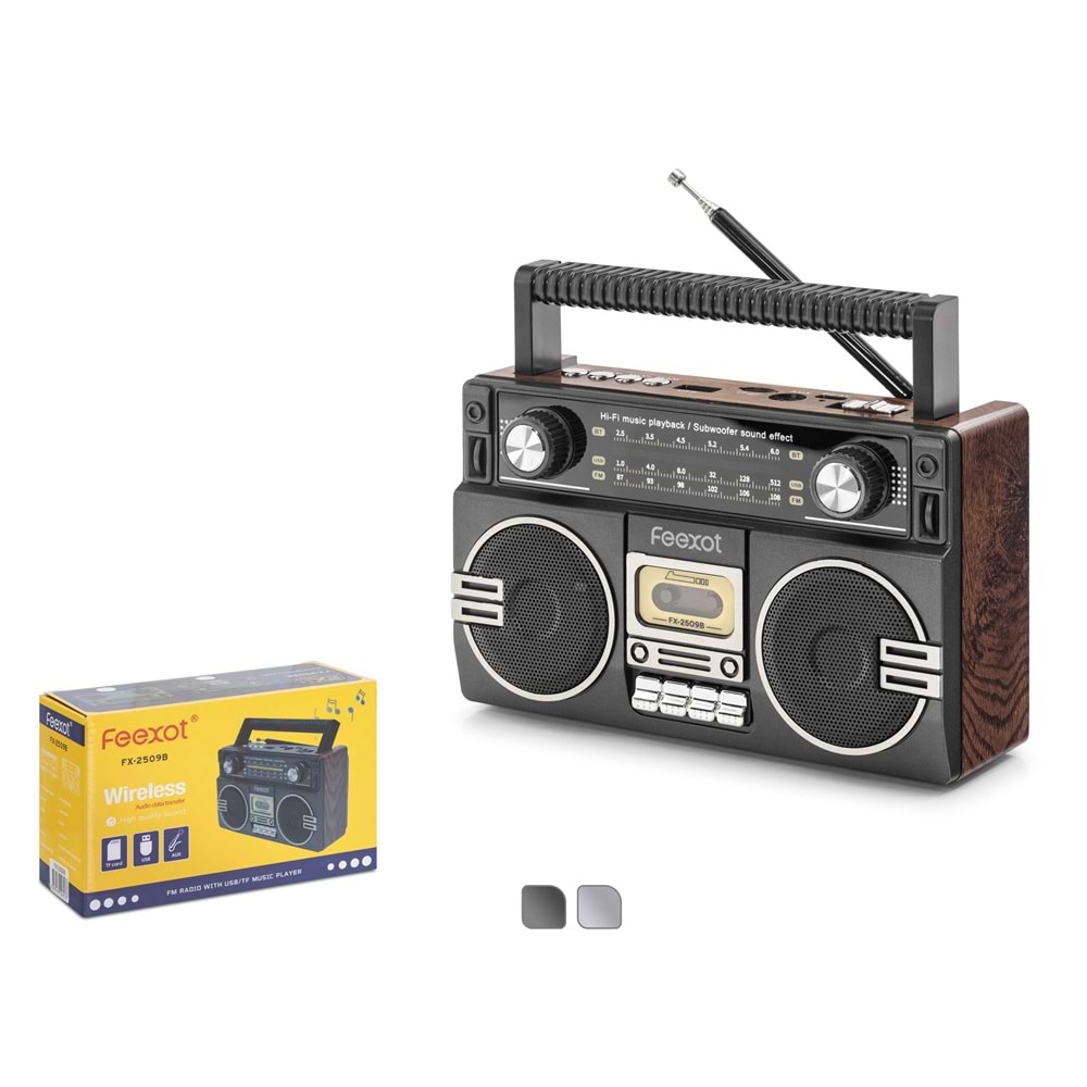 FEEXOT FX2509B Bluetooth Nostaljik FM Radyo USB TF AUX Taşınabilir Hoparlör