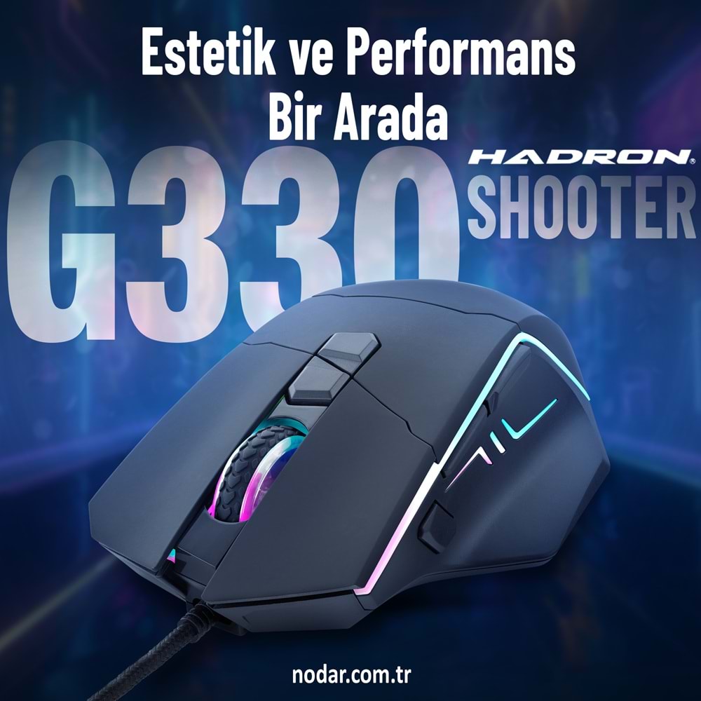 HADRON Shooter G330 RGB Gaming Mouse 6400 DPI 8 Tuş Siyah