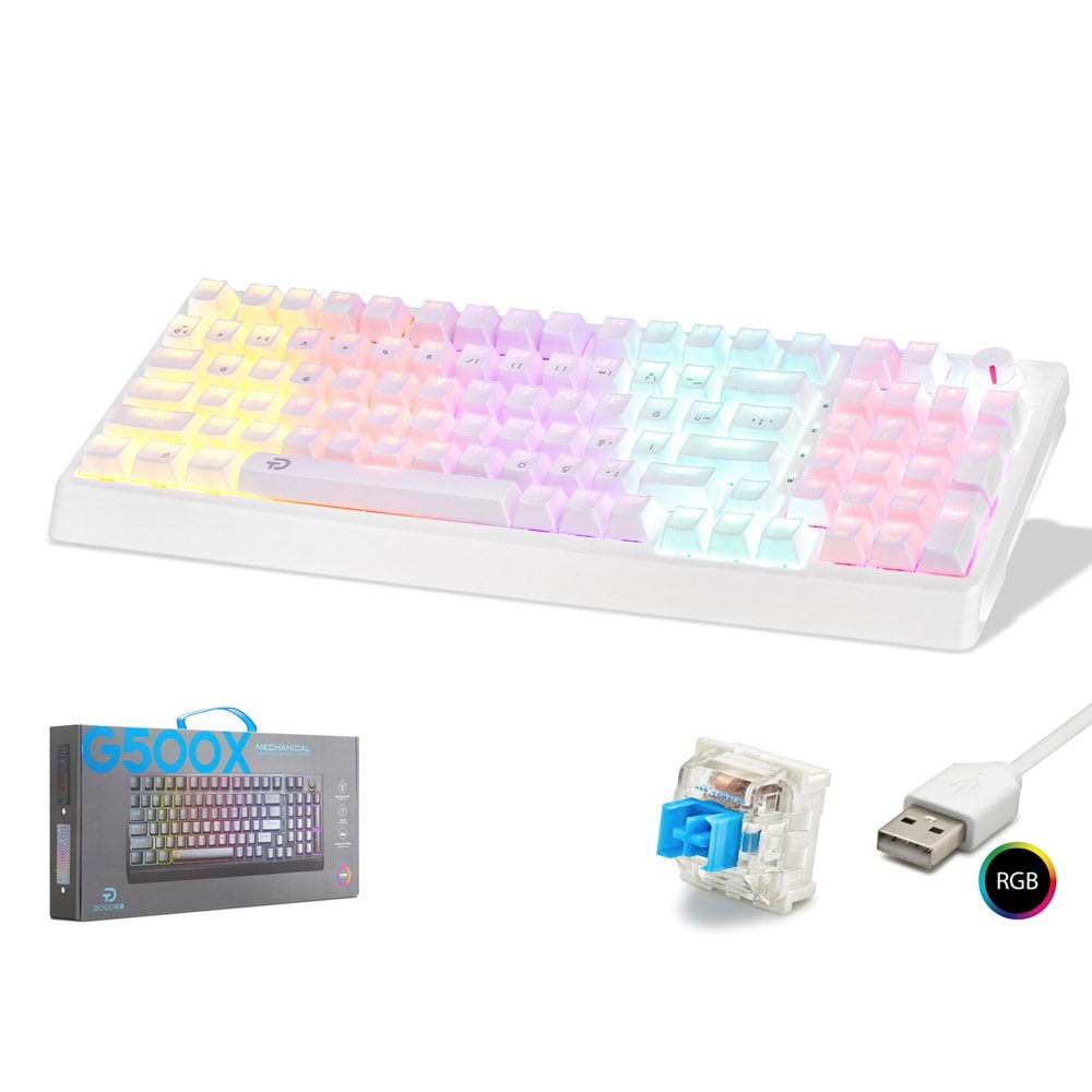 GOOD PRO G500XW Mekanik Gaming Klavye Blue Switch RGB 104 Tuş Beyaz