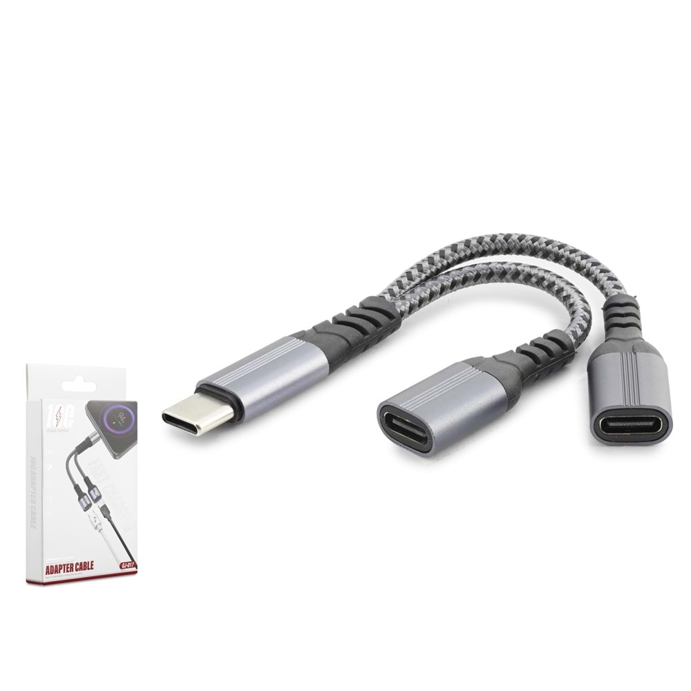 HADRON GJ017 Type-C Şarj ve Ses Ayırıcı Kablo 100W Siyah