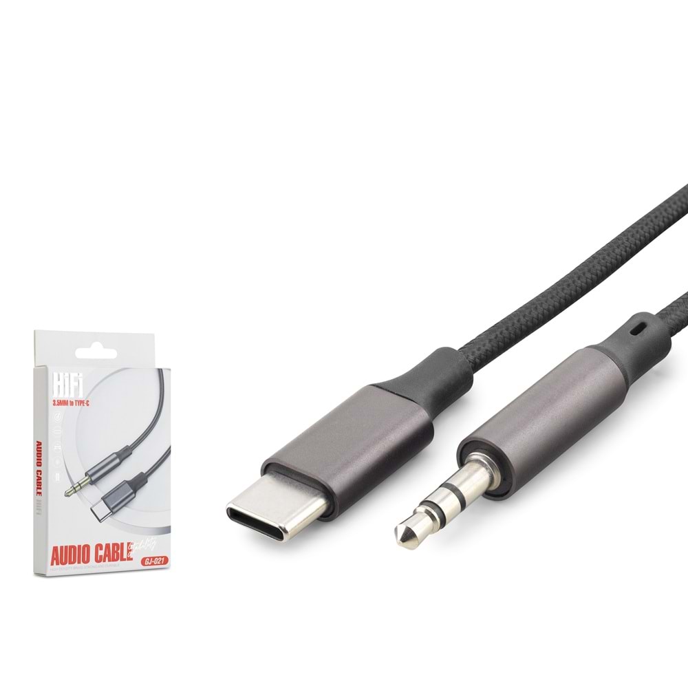 HADRON GJ021 Type-C 3.5 mm Ses Kablosu 1 m Siyah