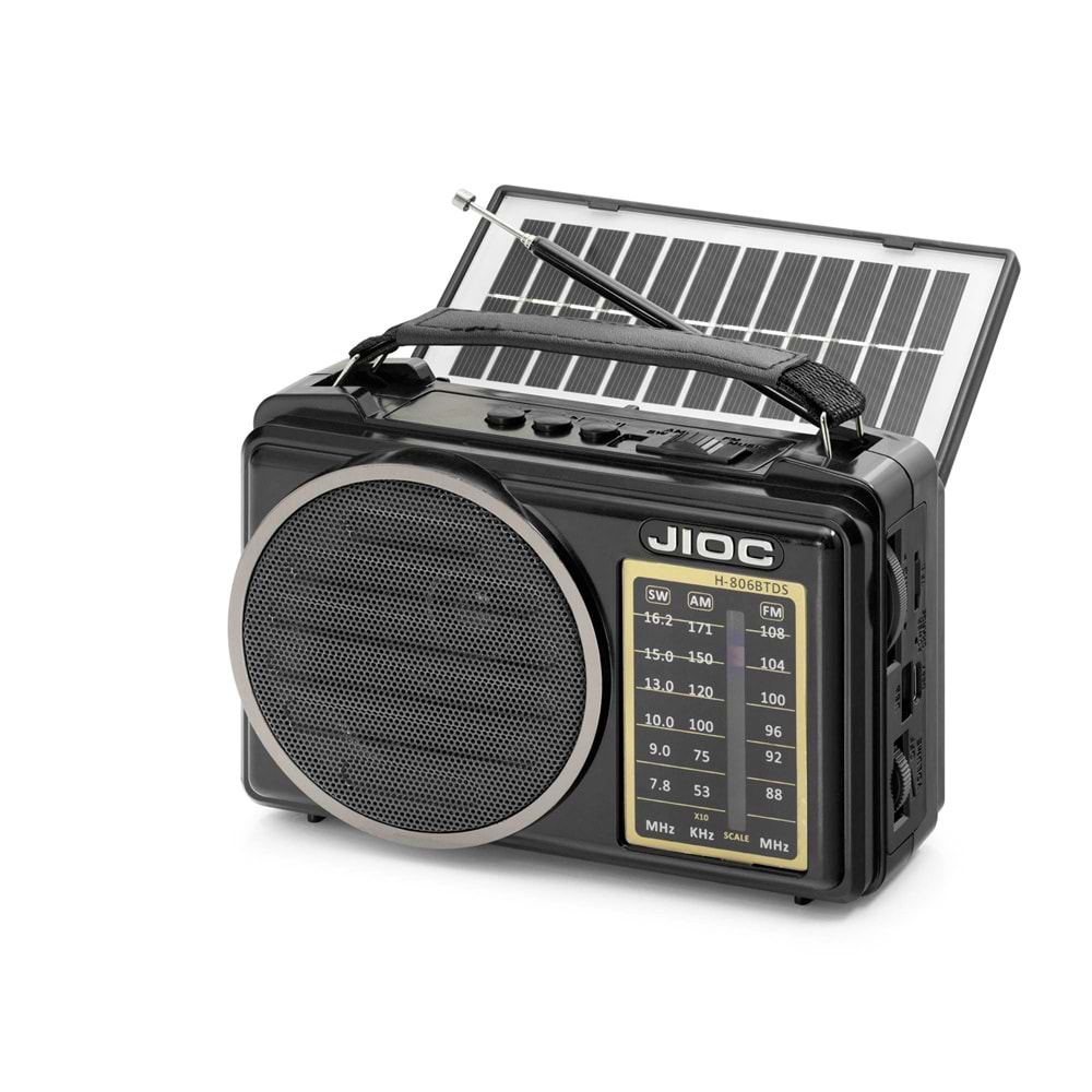 JIOC H806BTDS Bluetooth Nostaljik FM Radyo TWS USB TF Solar Şarjlı 3W Taşınabilir Hoparlör