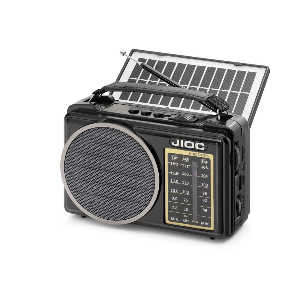 JIOC H806BTDS Bluetooth Nostaljik FM Radyo TWS USB TF Solar Şarjlı 3W Taşınabilir Hoparlör
