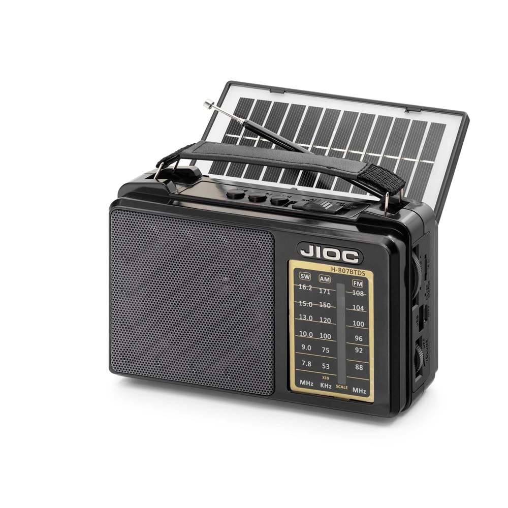 JIOC H807BTDS Bluetooth Nostaljik FM Radyo TWS USB TF Solar Şarjlı 3W Taşınabilir Hoparlör