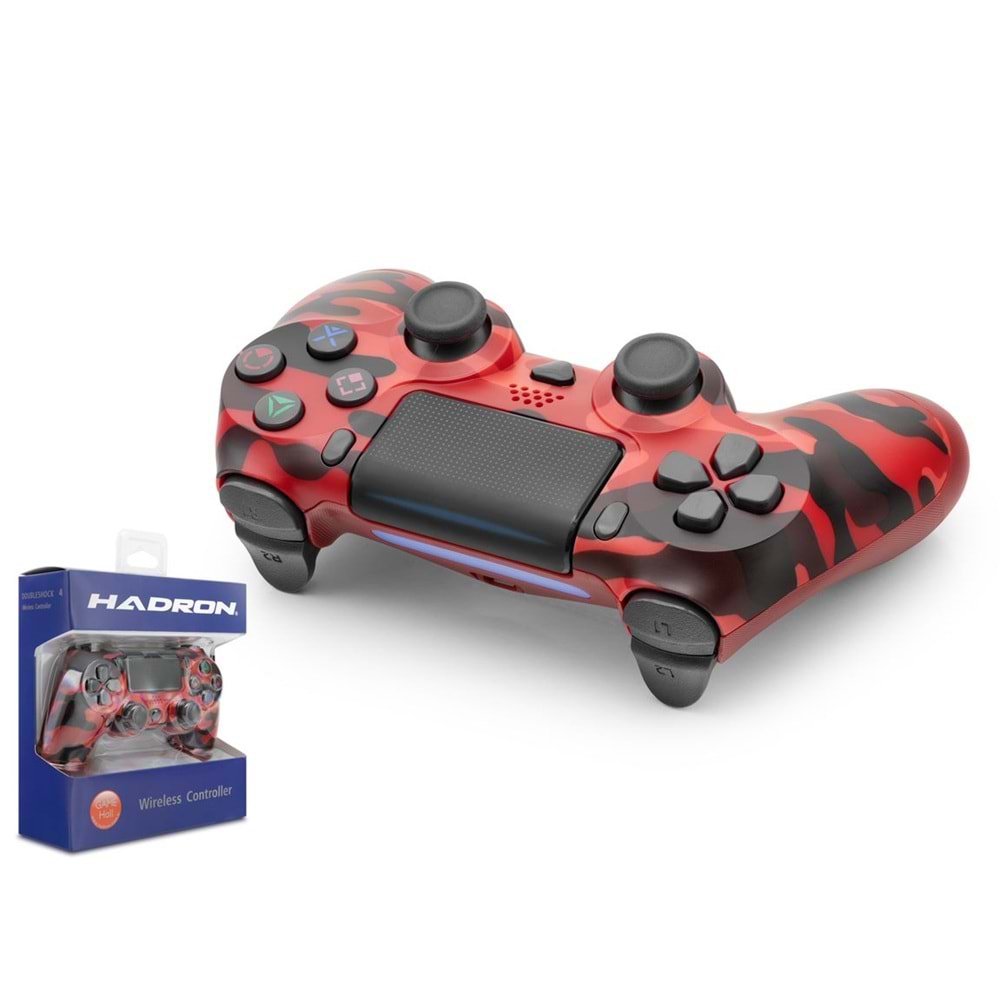 HADRON HD324AC Bluetooth GamePad Oyun Kolu PS4 Uyumlu DoubleShock 4 Kırmızı Kamuflaj