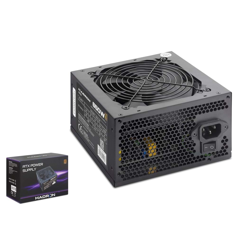HADRON HD424 PC Power Supply Güç Kaynağı 650W 12 cm Fan ATX 80 Plus Siyah