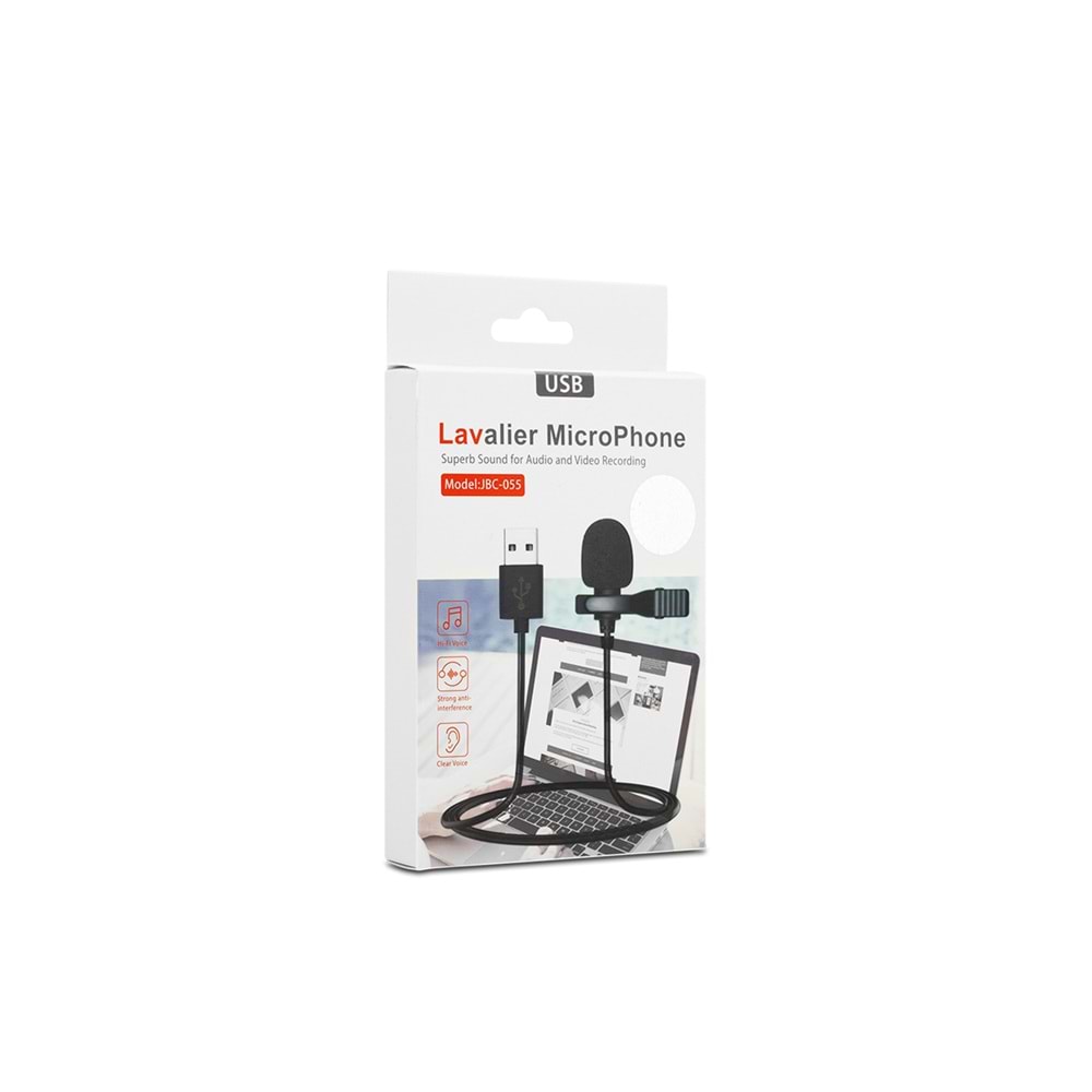 HADRON HD569 Yaka Mikrofonu 1.5 m USB Siyah