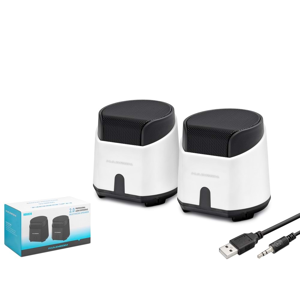 HADRON HD6024W Masaüstü Hoparlör 2.0 Kanal USB 3.5 mm Beyaz