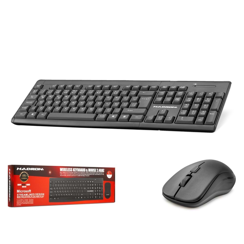 HADRON HD840 Kablosuz Klavye Mouse Seti 1600 DPI Siyah