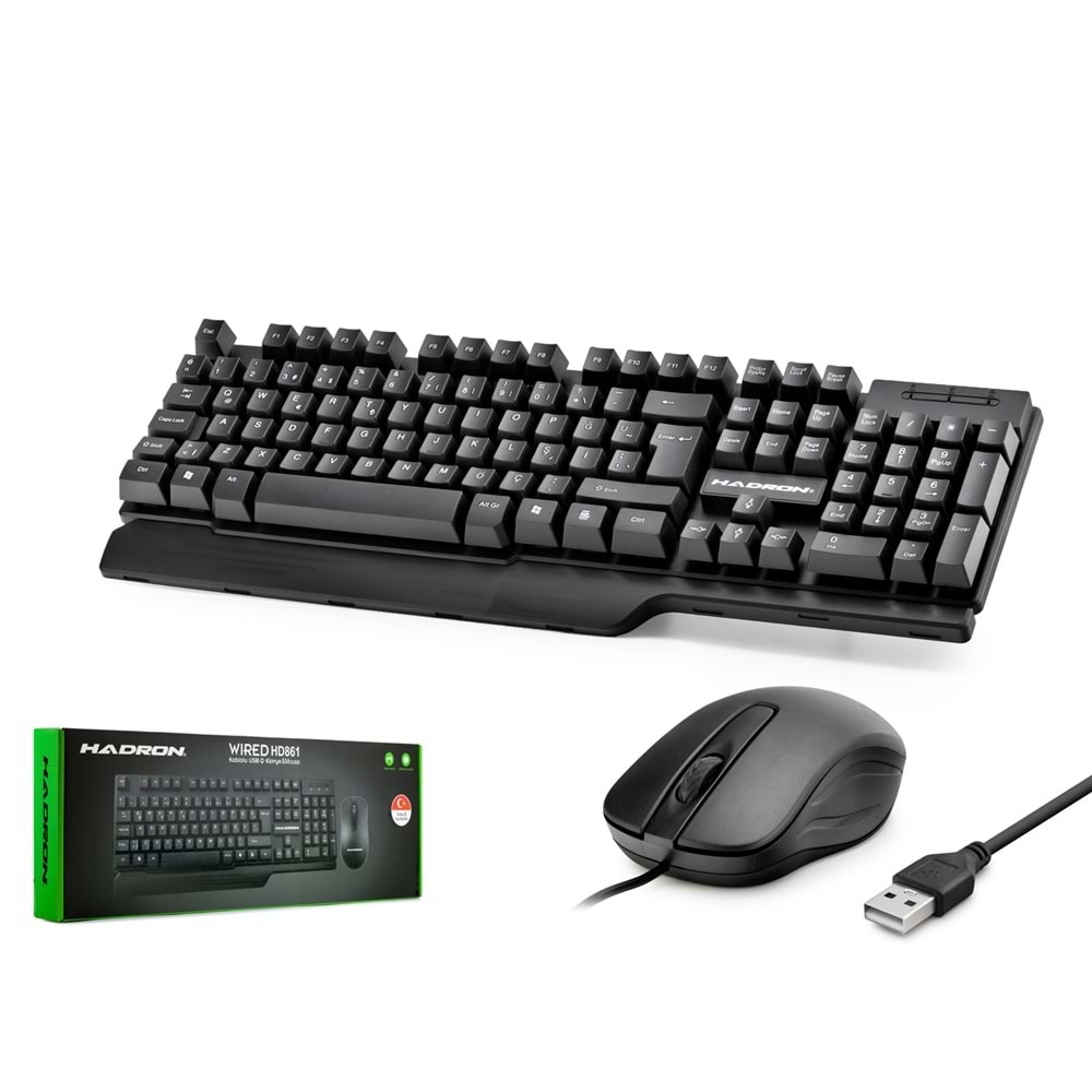 HADRON HD861 Klavye Mouse Seti 1000 DPI Siyah