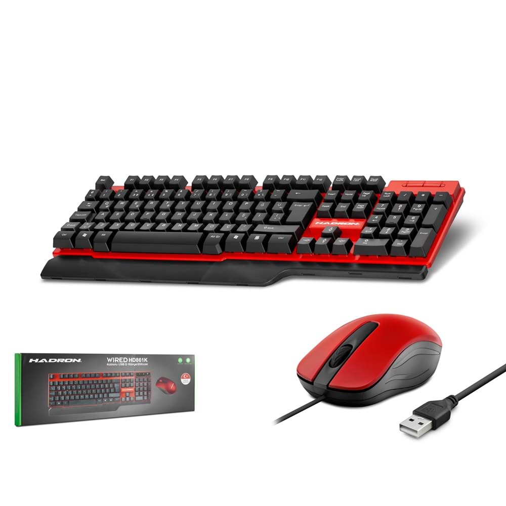 HADRON HD861K Klavye Mouse Seti 1000 DPI Kırmızı
