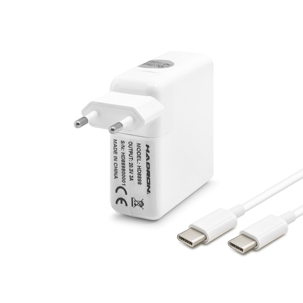 HADRON HD8898 Laptop Adaptörü 60W 20.3V 3A Type-C Beyaz