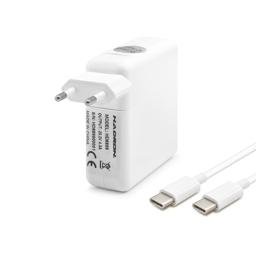HADRON HD8899 Laptop Adaptörü 85W 20.2V 4.3A Type-C Beyaz