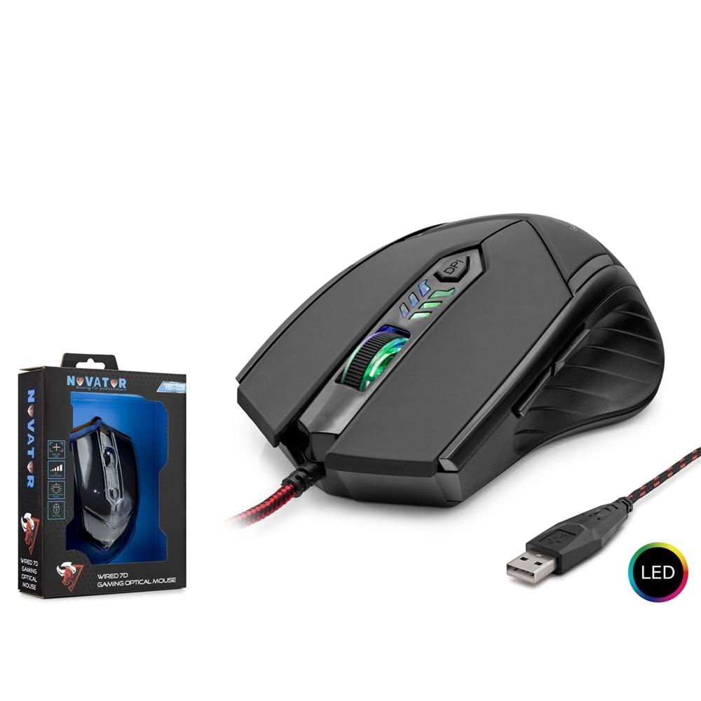 NOVATOR HDG28 LED Gaming Mouse 3200 DPI 7 Tuş Siyah