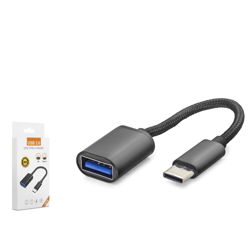HADRON HDX1001S Type-C to USB 3.0 OTG Dönüştürücü Kablo Siyah