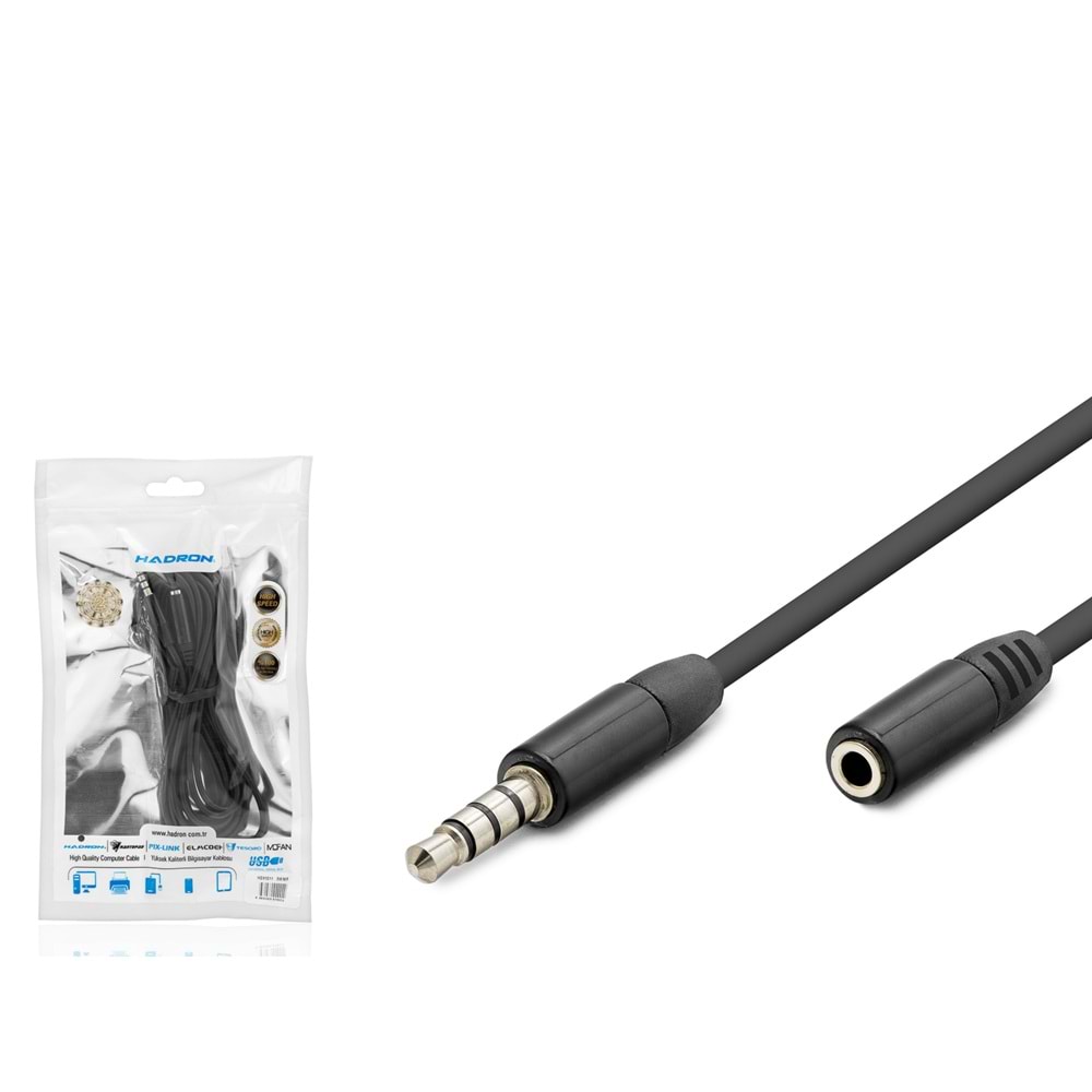 HADRON HDX1011 3.5 mm TRRS AUX Uzatma Kablosu 3 m Siyah