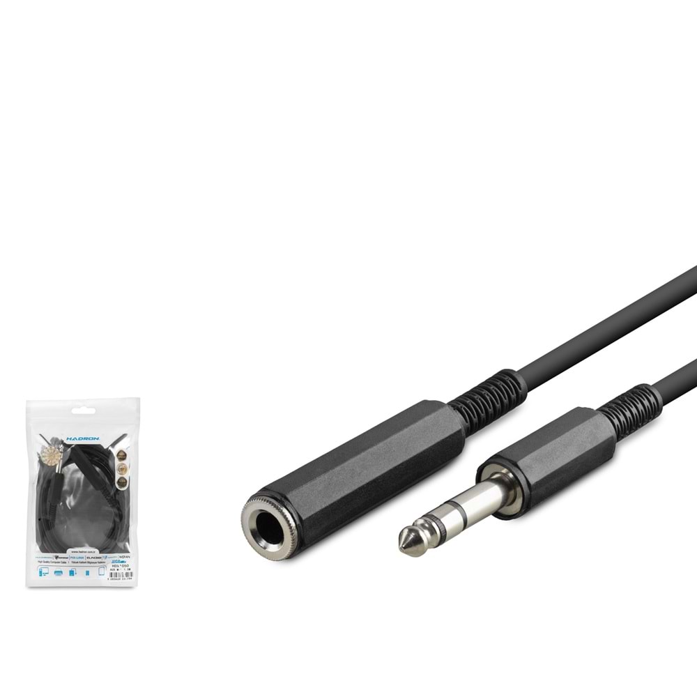 HADRON HDX1050 6.35 mm Stereo Jack Uzatma Kablosu 1.5 m Siyah
