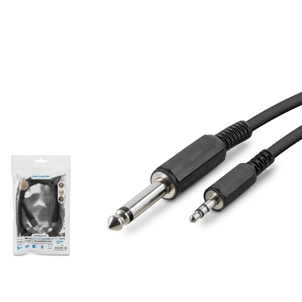 HADRON HDX1055 3.5 mm to 6.35 mm Stereo Jack Kablosu 1.5 m Siyah