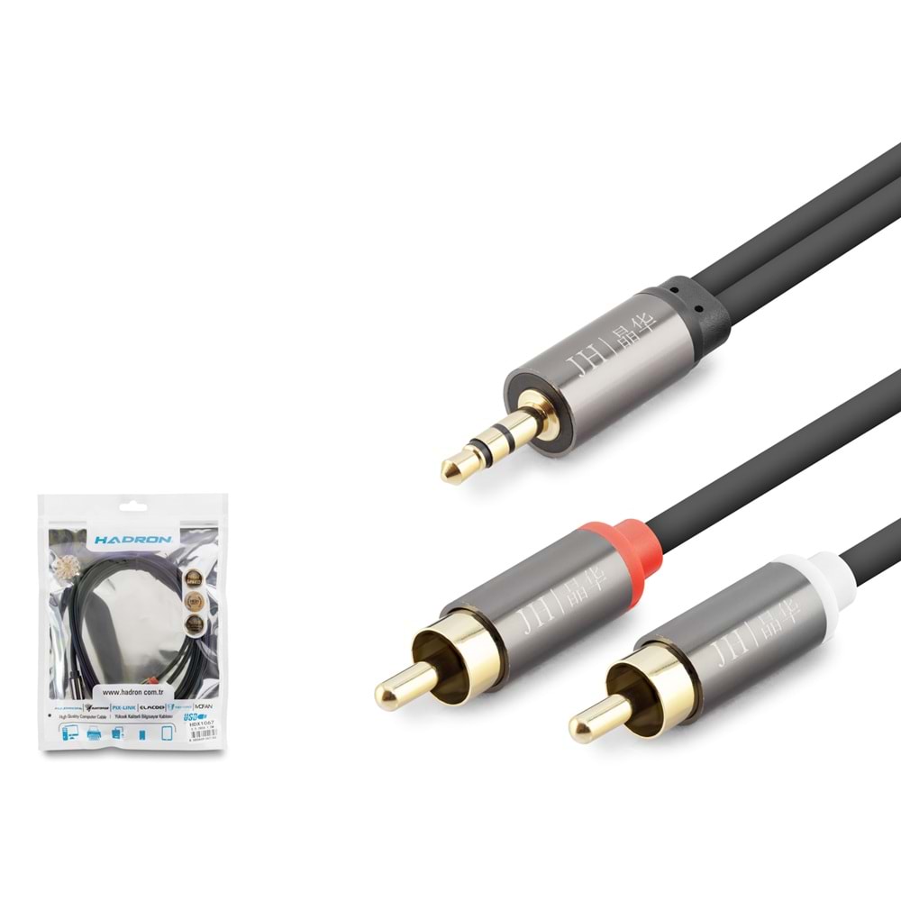 HADRON HDX1067 3.5 mm to 2 RCA Ses Kablosu 1.5 m Siyah