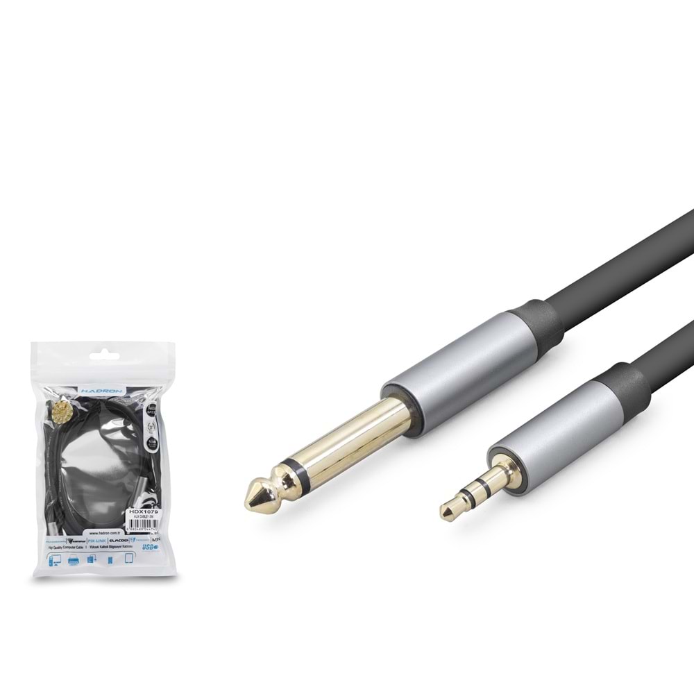 HADRON HDX1079 3.5 mm to 6.35 mm Stereo Jack Kablosu 1.5 m Siyah