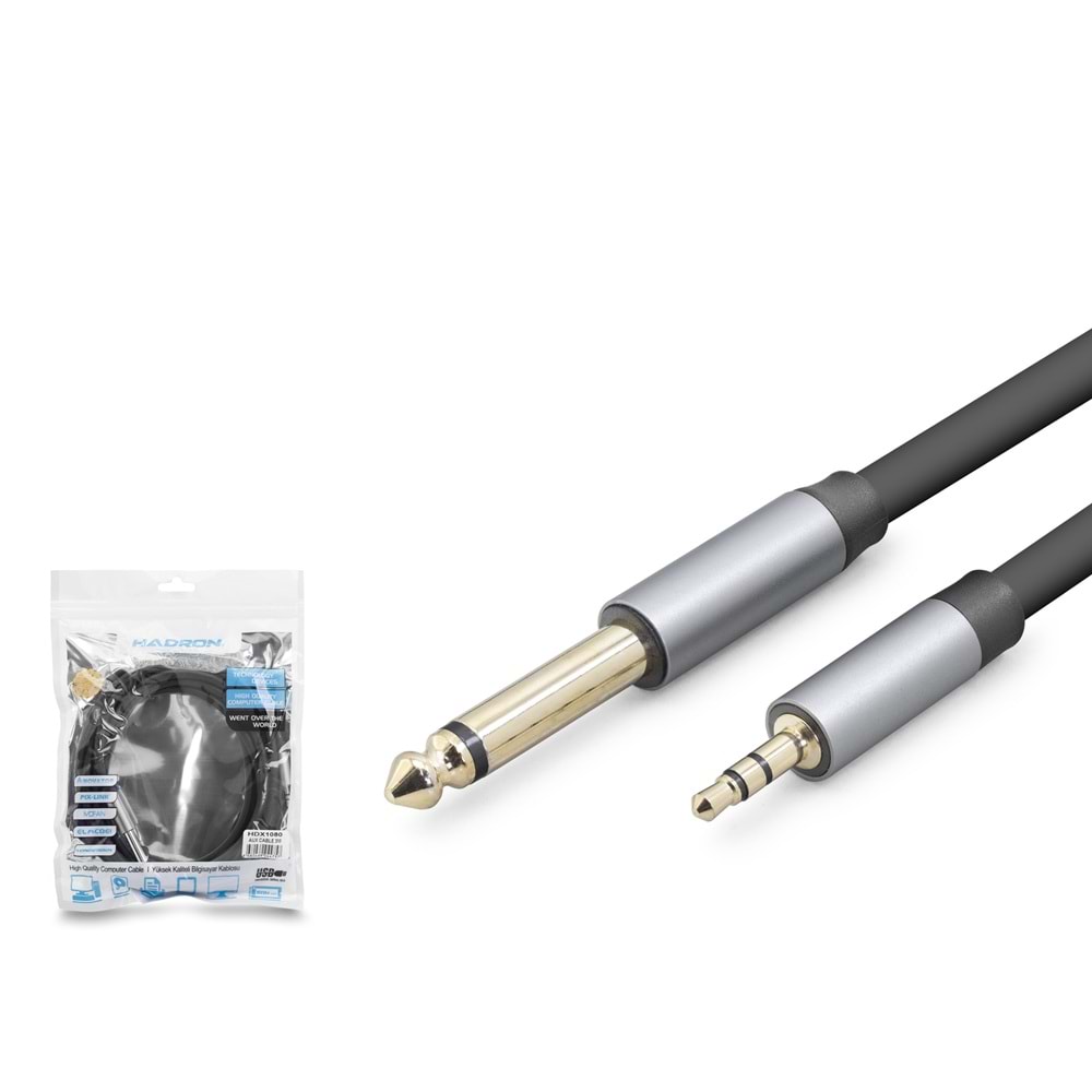 HADRON HDX1080 3.5 mm to 6.35 mm Stereo Jack Kablosu 3 m Siyah