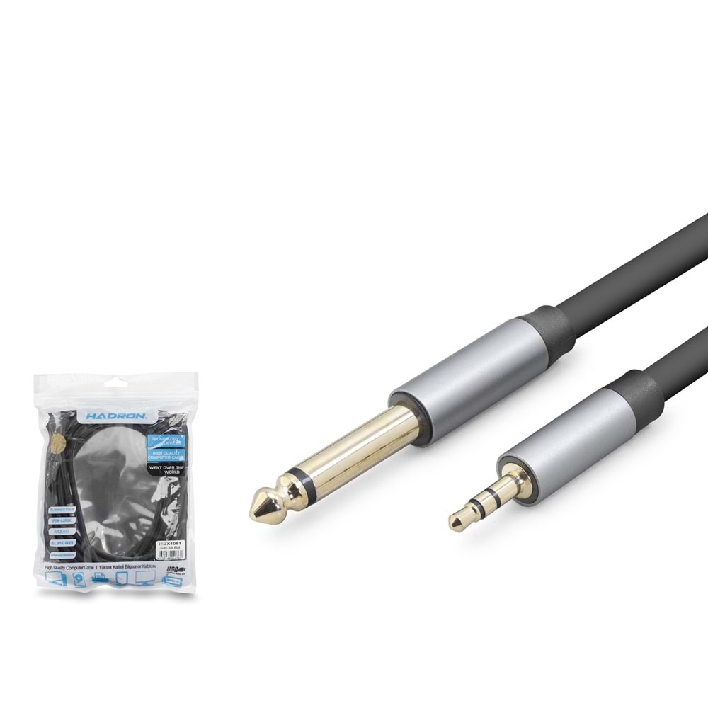 HADRON HDX1081 3.5 mm to 6.35 mm Stereo Jack Kablosu 5 m Siyah