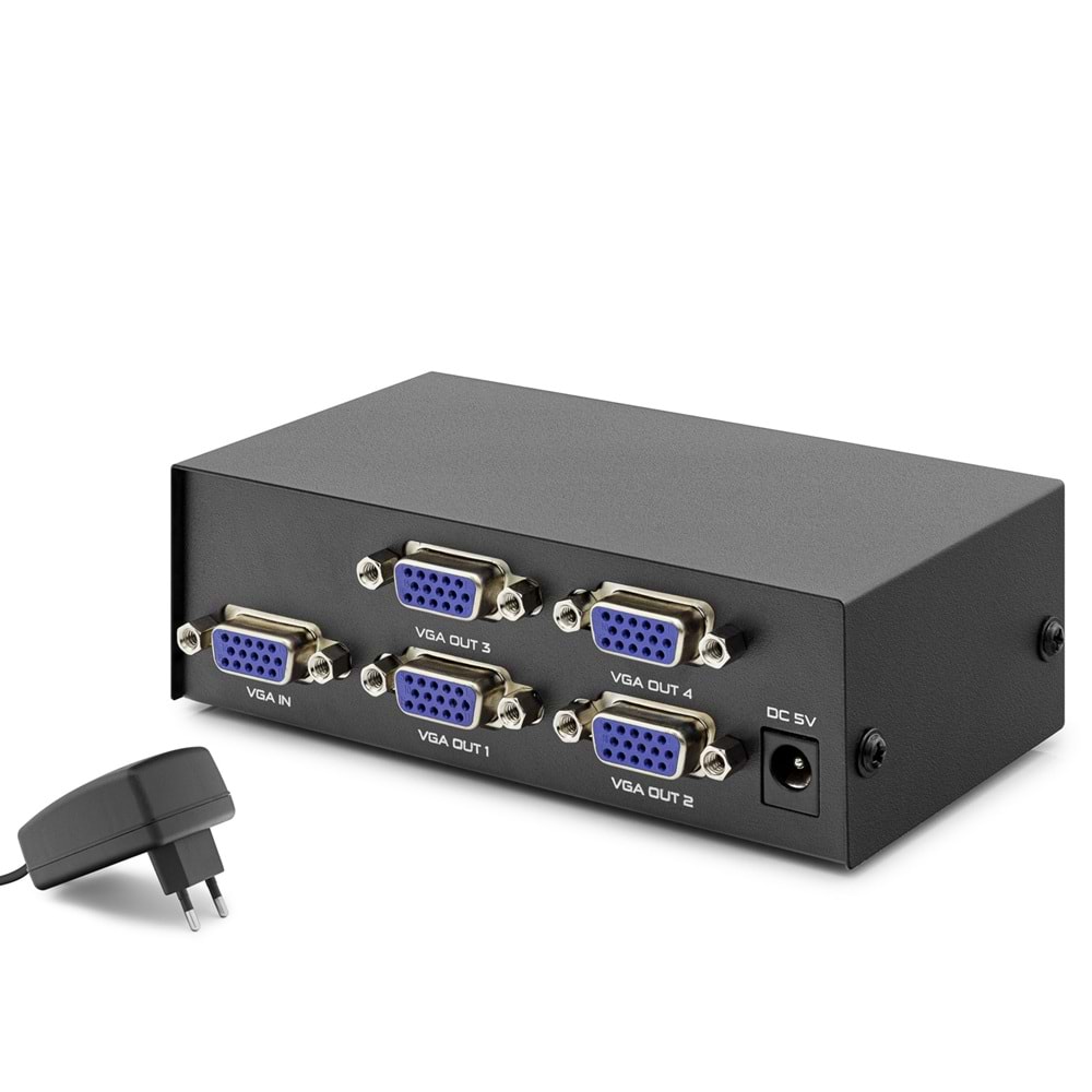 HADRON HDX1278 VGA Splitter 200 MHz 1 Giriş 4 Çıkış Siyah