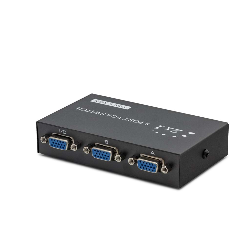 HADRON HDX1280 VGA Switch Butonlu 2 Giriş 1 Çıkış Siyah