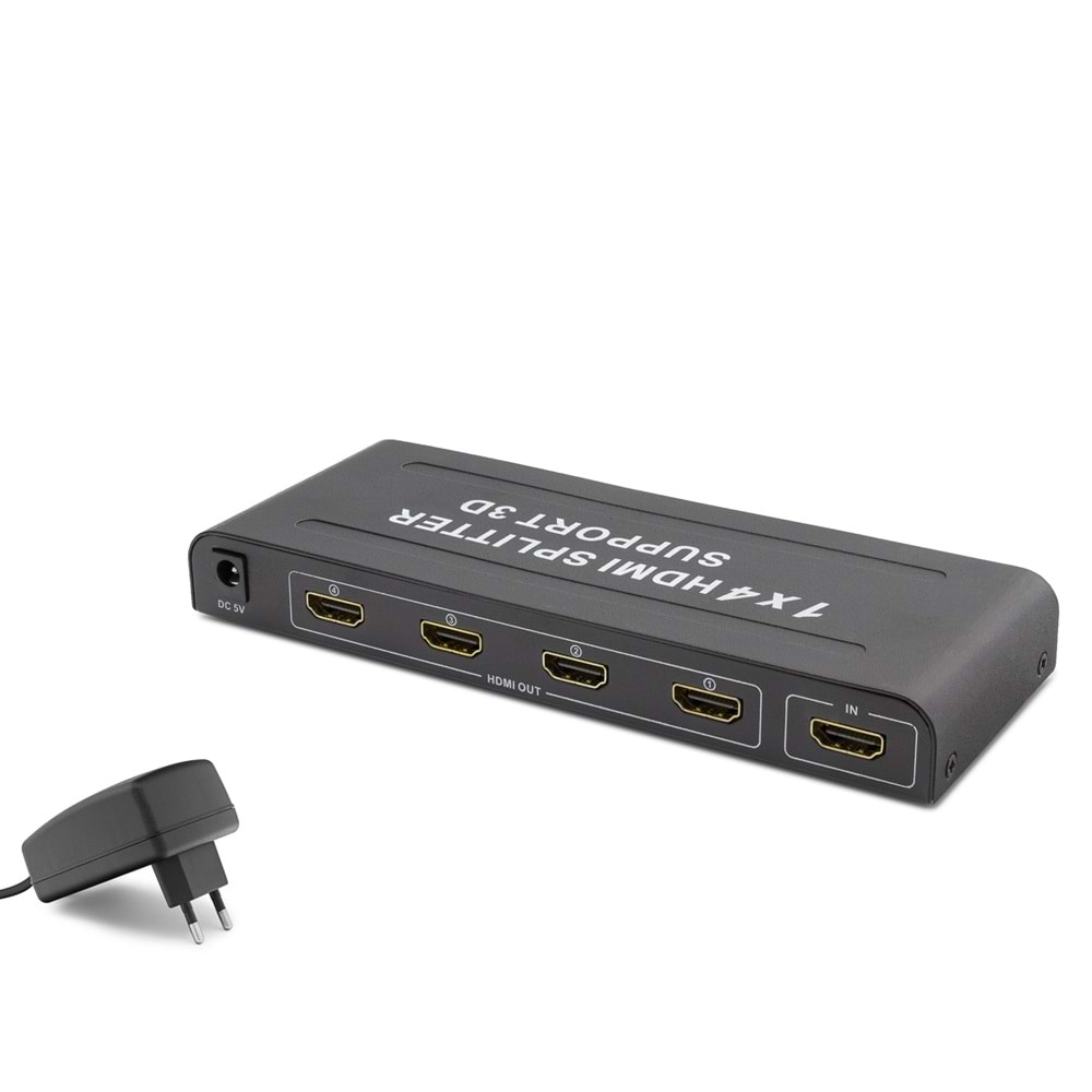 HADRON HDX1294 HDMI Splitter 4K 3D 1 Giriş 4 Çıkış Siyah