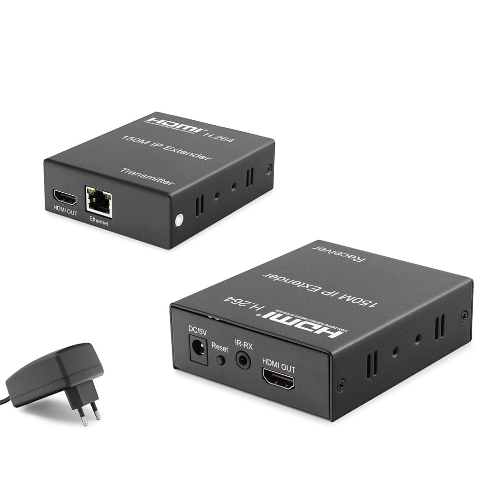 HADRON HDX1301 HDMI IP Extender H.264 Loop Out IR 1080p 60 Hz 150 m Siyah