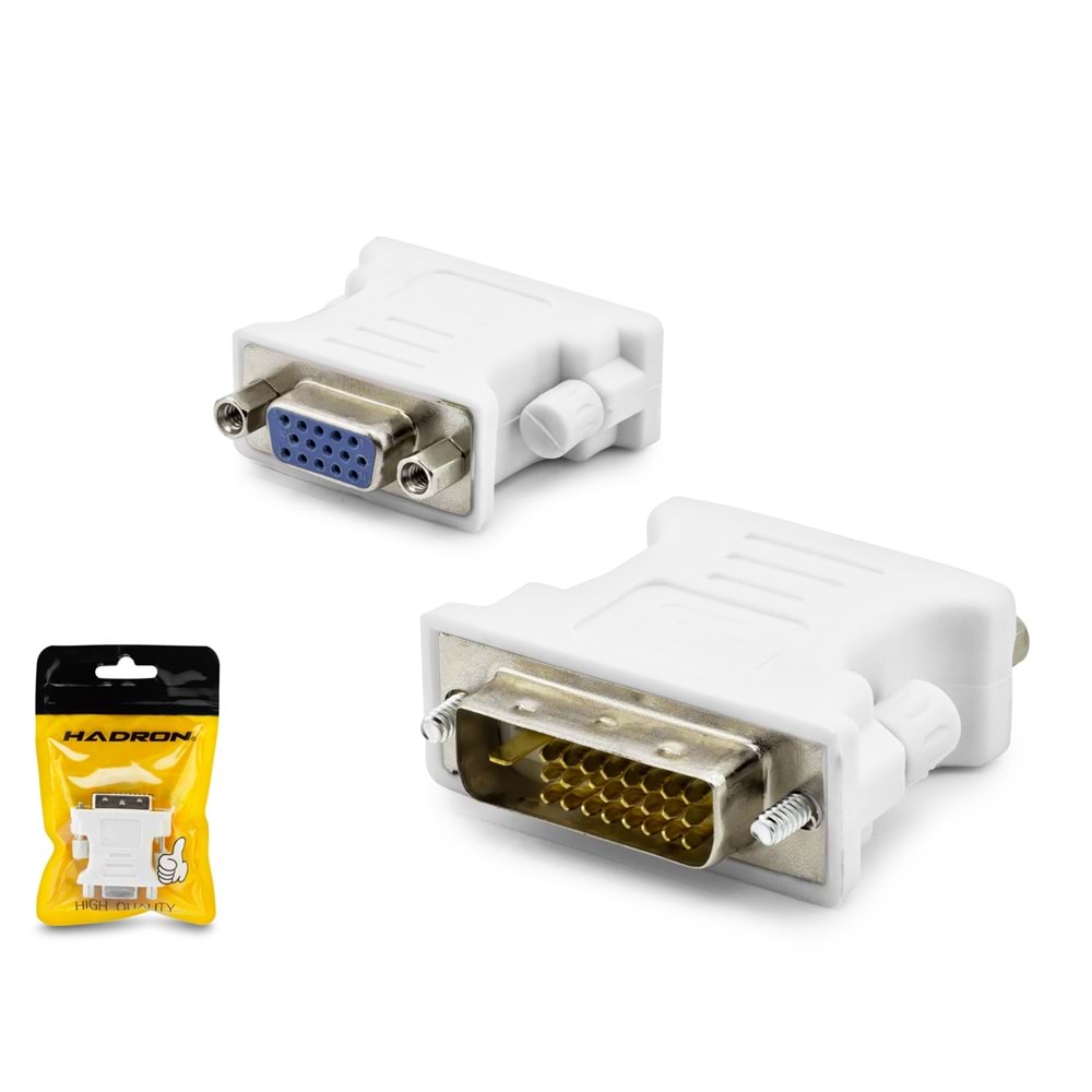 HADRON HDX1304 DVI-D 24+1 to VGA Görüntü Dönüştürücü 1080p Beyaz