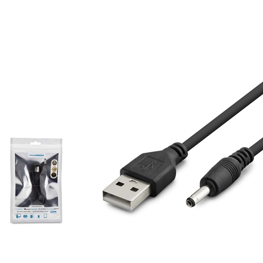HADRON HDX1320 USB DC Güç Kablosu 3.5 x 1.35 mm 1 m Siyah