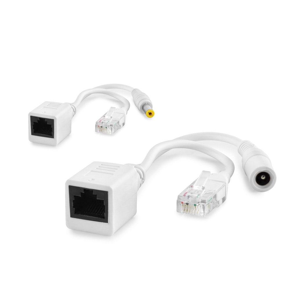 HADRON HDX1324 IP Kamera PoE Splitter RJ45 DC Güç Adaptör Seti Beyaz